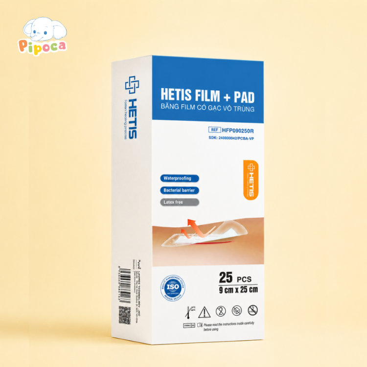Miếng dán vết mổ sau sinh chống thấm nước Hetis Film Pad