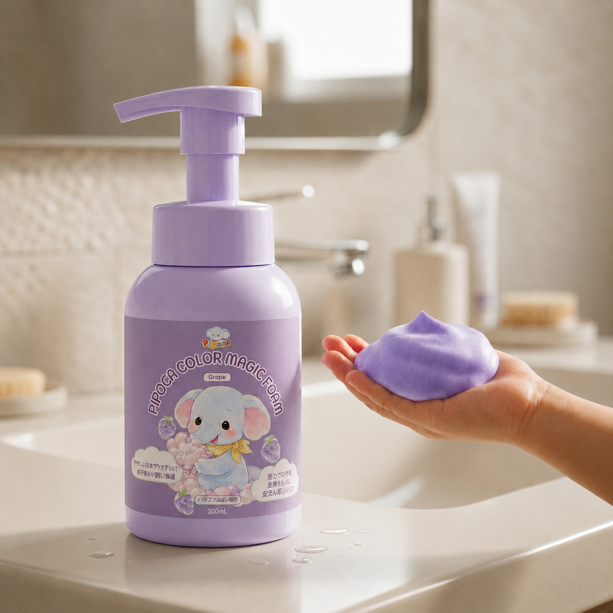 Bọt rửa tay đổi màu Pipoca Color Magic Foam Grape - Ảnh 4